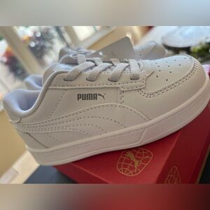 🪿🥚NWT CHILDRENS PUMA CAVEN 2.0 SNEAKERS WHITE LEATHER SIZE 7🪿🥚